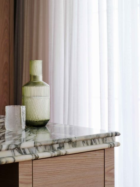 "I chose Arabescato marble for this kitchen island because it's Italian and timeless with dramatic textured veining," says Shona. "The… | Instagram Arabescato Marble Kitchen, Marble Kitchen Island, Kitchen Island Bench, Arabescato Marble, Marble Island, Mediterranean Interior, Joinery Design, Island Bench, Marble Kitchen