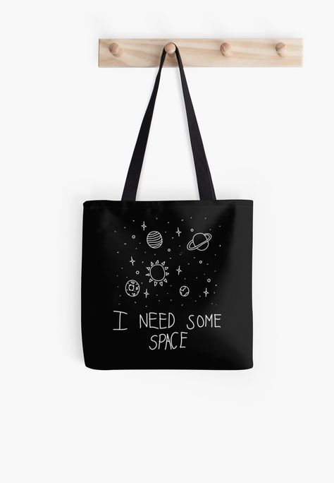 I Need Some Space Tote Bag I Need Some Space, Handpainted Tote Bags, Eco Friendly Shopping Bags, Sacs Tote Bags, Canvas Bag Design, Sac Diy, Painted Tote, Embroidered Tote Bag, Halloween Tote Bag