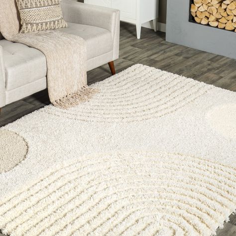 Wade Logan® Ameila Hazy Swirls Boho Beige Area Rug & Reviews | Wayfair White Couch Beige Rug, Chunky White Rug, Nursery Rug Beige, Neutral Area Rugs Nursery, Beige Rugs In Bedroom, Ivory Nursery Rug, Bedroom Rug Boho, Neutral Plush Rug, Boho Neutral Rug