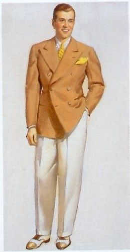 1930s mens sport coat and white pants - 1930s men's clothing and fashion. 1940s Menswear, 1930s History, 1930s Mens Fashion, Mens Pictures, 1940s Mens Fashion, 1930s Men, Clothes Art, Ayurvedic Products, Mens Fashion Illustration