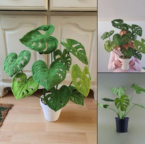 Crochet Monstera, Free Patterns Crochet, Driftwood Art Diy, Baby Bells, Old Sewing Machines, Crochet Plant, Monstera Plant, Craft Lovers, Knitting Ideas