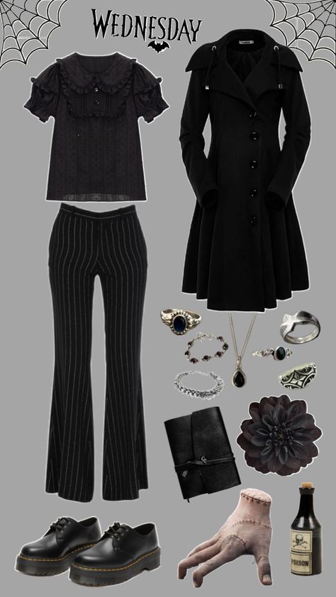 Wednesday Addams outfit Addams Inspired Outfit, Wednesday Addams Inspired Outfit, Addams Outfit, Wednesday Addams Inspired, Wednesday Addams Outfit, Wednesday Outfit, Party Fits, Wednesday Addams, I Cool