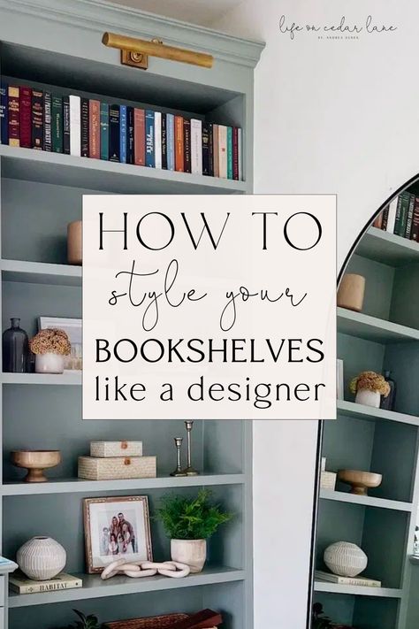 Built In Bookshelves Decor, Bookshelf Styling Ideas, Ideas For Floating Shelves, Floating Shelves For Kitchen, Bookshelf Decor Living Room, Modern Bookshelf Decor, Style A Bookcase, Bookshelf Decor Ideas, Bookshelves Living Room