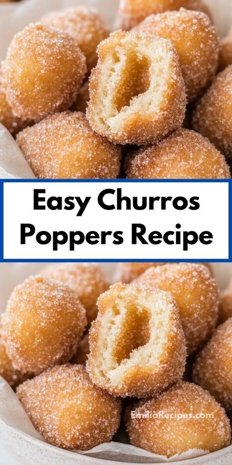 Looking to impress your guests? These Churros Poppers are a fantastic dessert idea that combines ease with deliciousness. Perfect for any celebration, this easy dessert recipe is sure to be a crowd-pleaser. Churro Poppers, Easy Churros, Churro Bites, Churros Recipe, Poppers Recipe, Quick Dessert, Desserts For A Crowd, Dessert Options, Quick Desserts