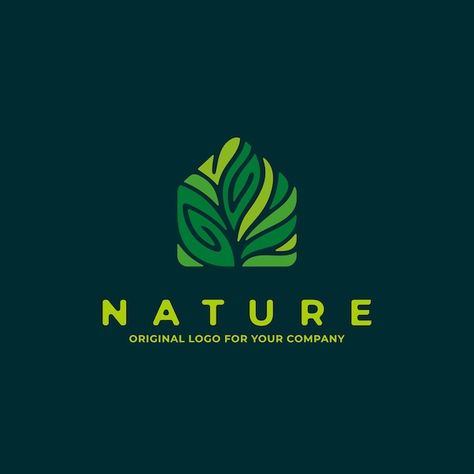 Nature house logo with green color can b... | Premium Vector #Freepik #vector #leaf-logo #logo-illustration #plant-logo #environment-logo Blob Drawing, Calendar Design Inspiration, Environment Logo, Plant Frame, Triangle Template, Nature House, Creative Aesthetic, Agriculture Logo, Plant Logos