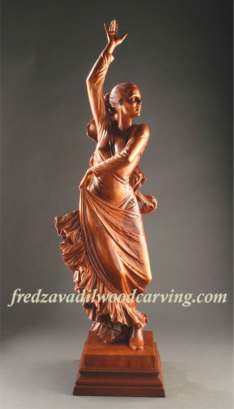 Wood carving - sculpture of a flamenco dancer, carved from Honduras mahogany. Guru Arjan, Carving Sculpture, Flamenco Dancer, Carved Wood Sculpture, Wood Sculptures, Plaster Sculpture, Statue Art, Art Statue, Angel Sculpture