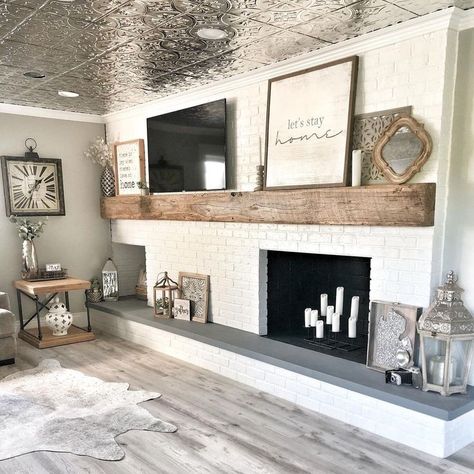 Off Center Fireplace Ideas that Will Enhance Your Space Fireplace Makeover Off Center, Sheetrock Over Brick Fireplace, Whole Wall Fireplace, Off Center Fireplace Ideas, Fireplace Hearth Decor, Off Center Fireplace, Center Fireplace, Best Living Room Ideas, Hearth Decor