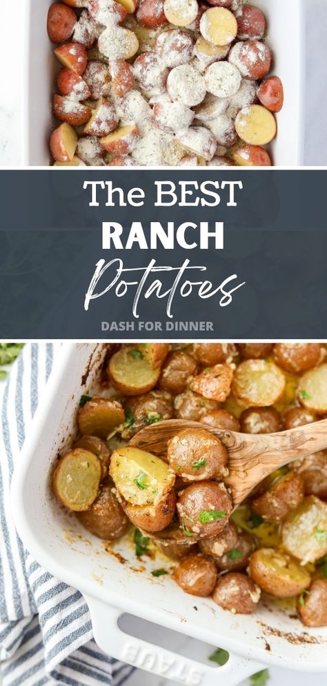 Ranch Roasted Potatoes, Ranch Potatoes Baked, Roasted Ranch Potatoes, Ranch Potato Recipes, Ranch Seasoning Recipes, Cheesy Ranch Potatoes, Zesty Ranch, Red Potato Recipes, Bacon Ranch Potatoes