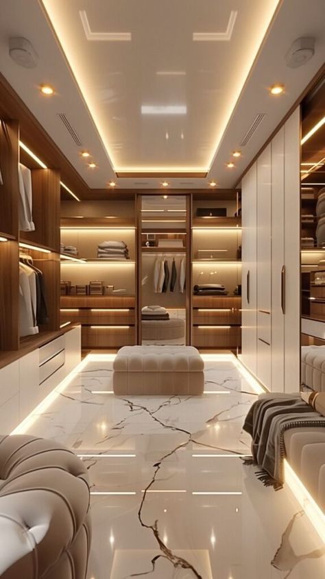 21+ Brilliant Walk In Closet Ideas That Look Wealthy Walk In Closet Marble Floor, Walking Wardrobe Design Bedroom, Luxury Modern Closet, Walking Closet Modernos, Walk In Closet Design Luxury, Walk In Wardrobe Luxury, Modern Luxury Walk In Closet, Walk In Closet Modern, Modern Walk In Wardrobe