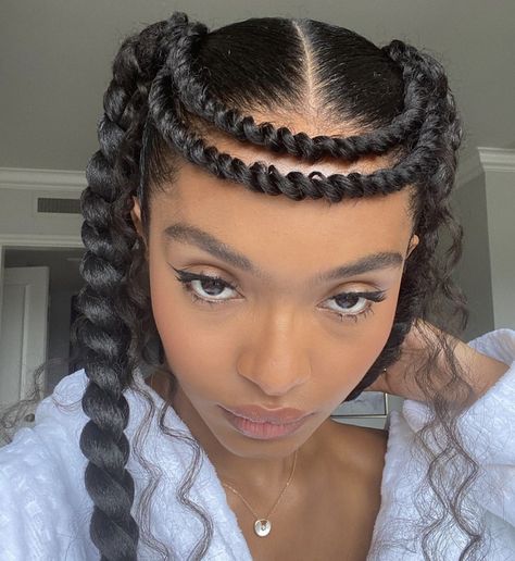 goddess braid hairstyle Braid Updo For Black Women, Black Female Hairstyles, Yara Shahidi Hairstyles, Two Strand Twist Hairstyles, Braided Crown Hairstyles, Cabello Afro Natural, Yara Shahidi, Hair Afro, Editorial Hair