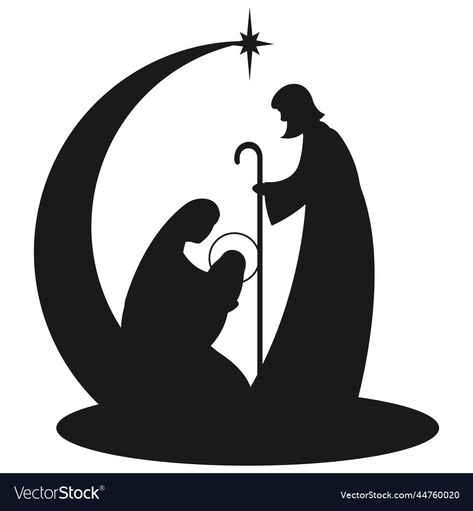 Manger Scene Silhouette, Nativity Sillouttes Free, Simple Nativity Silhouette, Nativity Clipart Free, Nativity Scene Silhouette Printable Free, Christmas Silhouette Templates, Christmas Silhouette Images, Nativity Illustration, Christian Christmas Art