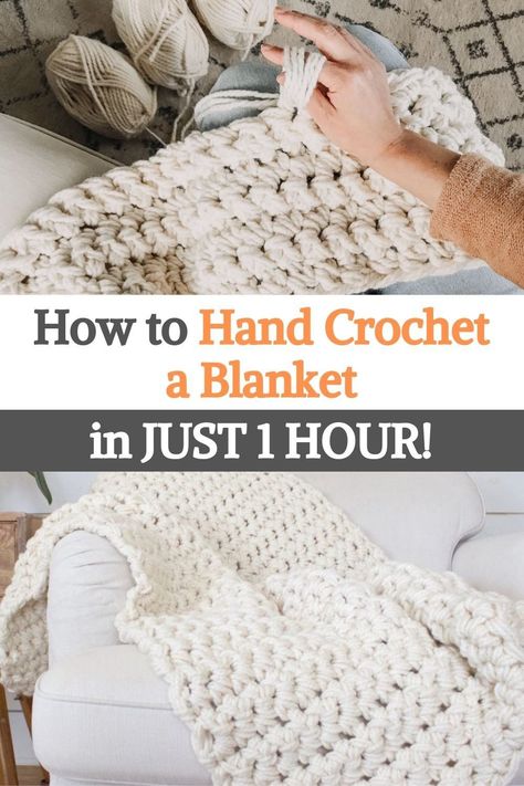 Crochet Chunky Blanket Patterns, Chunky Blanket Patterns, Crochet Chunky Blanket, Chunky Blanket Pattern, Crochet A Blanket, Finger Knitting Projects, Crochet Blanket Diy, Chunky Crochet Blanket Pattern, Diy Knit Blanket