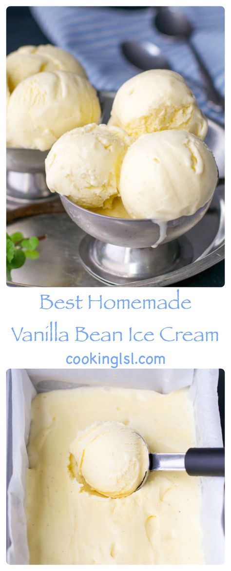 Smooth, creamy and flavorful, this seriously is the best homemade vanilla bean ice cream, I've ever made! #vanillabean #vanillaicecream Homemade Vanilla Bean Ice Cream, Weight Watcher Desserts, Bean Ice Cream, Low Carb Ice Cream, Homemade Vanilla Ice Cream, Homemade Ice Cream Recipes, Low Carb Dessert, Frozen Yoghurt, Vanilla Bean Ice Cream