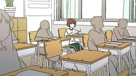 Classroom Pov Sketch, Anime Classroom With Students, Sitting In Classroom Reference Drawing, School Hallway Drawing Reference, School Scene Drawing, Manga Classroom Background, School Drawing Building Anime, School Classroom Drawing Reference, Comic School Background