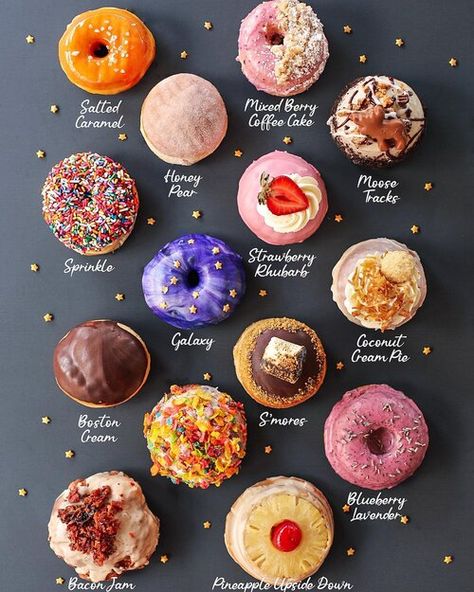 Deviant Donuts - Official Website Donut Flavour Ideas, Different Donuts Ideas, Creative Doughnut Ideas, Types Of Donuts List, Cool Donuts Ideas, Donut Toping Idea, Different Donut Flavors, Donuts Flavors Ideas, Unique Doughnut Flavors