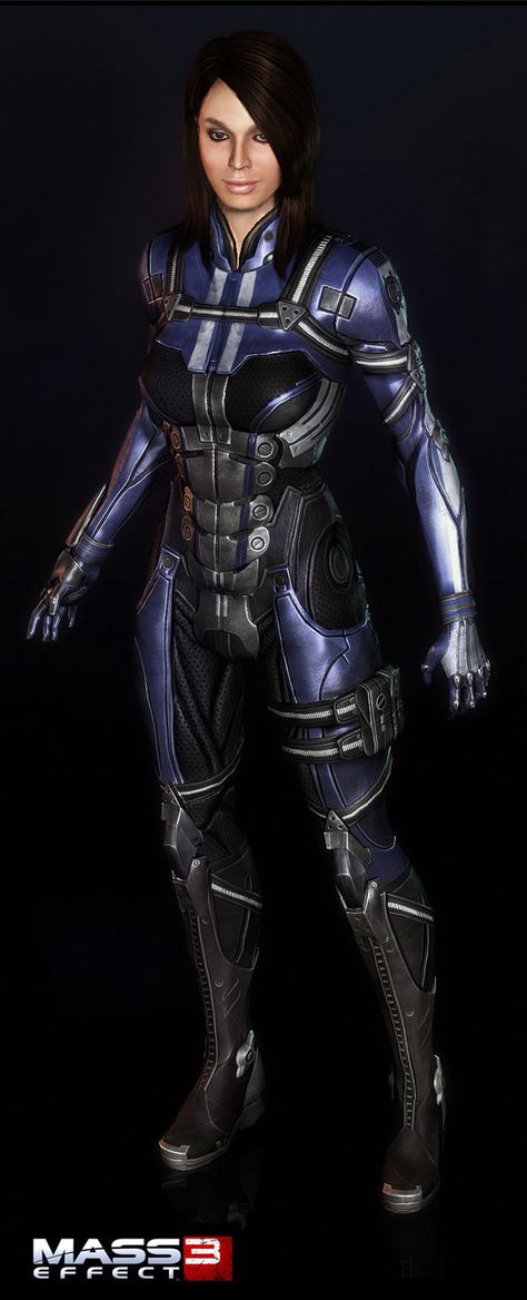 Ashley Williams from Mass Effect 3 in blue armor-suit Mass Effect Armor, Mass Effect Ashley, Ashley Williams Mass Effect, Mass Effect Miranda, Blue Armor, Mass Effect Romance, Scifi Character, Miranda Lawson, Armor Suit