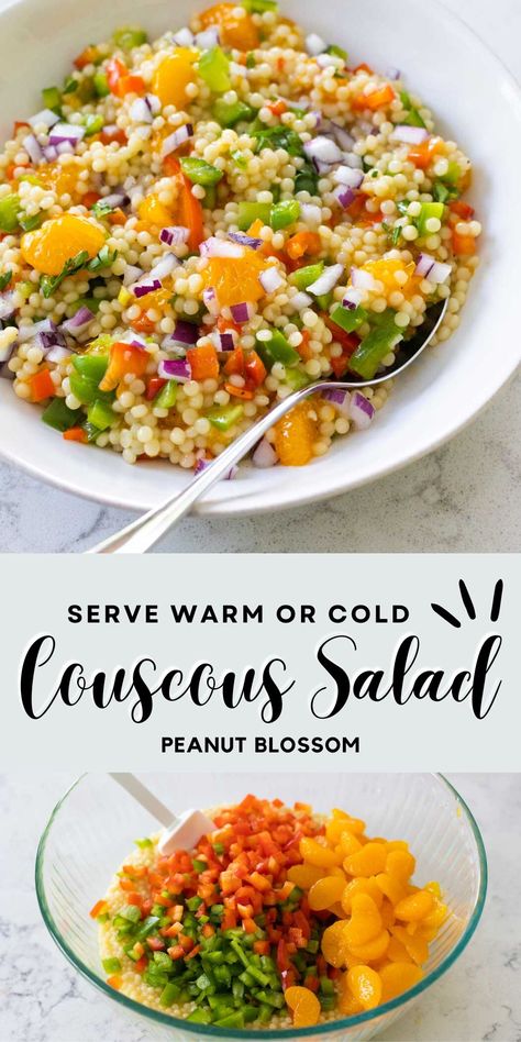 Warm Couscous Salad with Oranges Orange Couscous Recipes, Orange Couscous Salad, Healthy Couscous Salad, Couscous Salads, Pearl Couscous Recipes, Salad With Oranges, Orange Salad Recipes, Couscous Dishes, Pearl Couscous Salad