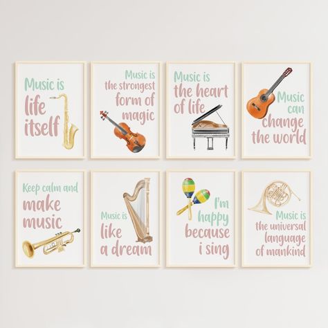 Classroom Decor Music, Elementary Music Classroom Decor, Motivational Music, Music Classroom Decor, Room Music, Music Lessons For Kids, Illustrations Digital, Quotes Music, Quotes Poster