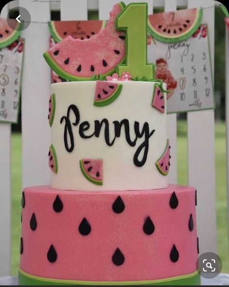 Watermelon Themed First Birthday, Watermelon Cake Ideas, Watermelon Birthday Party Theme, Watermelon Cakes, Watermelon Cake Birthday, Watermelon Theme, Watermelon Birthday Parties, Birthday 2023, 1st Birthday Party For Girls