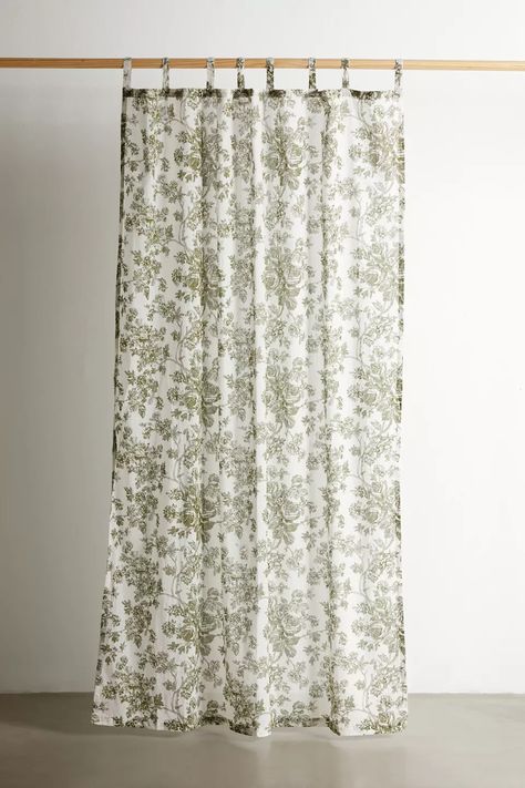 Toile Floral Window Panel | Urban Outfitters Front Window Curtains, Toile Curtains, Bathroom Window Curtains, Window Curtains Living Room, Green Shower Curtains, Flower Curtain, Uo Home, Bathroom Windows, Floral Curtains