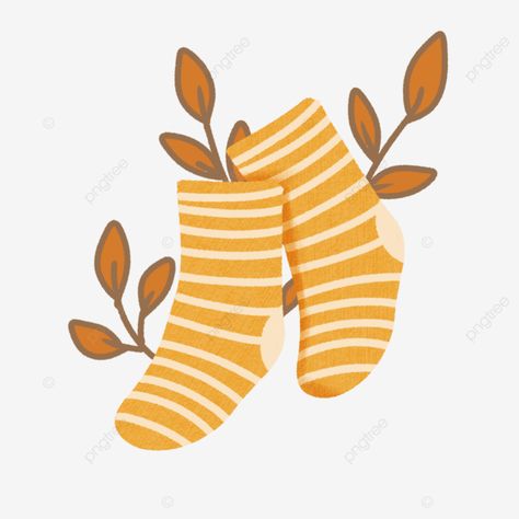 Socks Png, Socks Illustration, Autumn Socks, Socks Drawing, Cartoon Leaf, Fall Socks, Leaf Png, Autumn Illustration, Fall Cookies