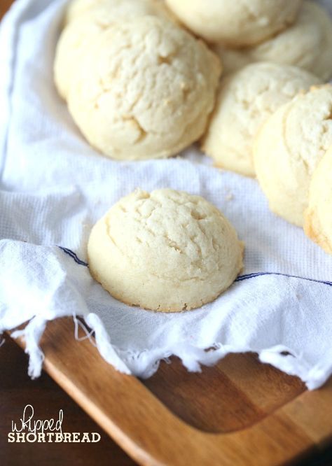 Whipped Shortbread Whipped Shortbread, Cookies And Cups, Shortbread Cookies Easy, Whipped Shortbread Cookies, Shortbread Cookie Recipe, Drop Cookies, Cannoli, Yummy Sweets, Tea Cakes