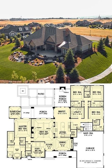 Ranch 5 Bedroom Floor Plans, One Story Mountain Ranch House Plans, Single Story Luxury House Plans, Large Single Floor House Plans, One Floor 5 Bedroom House Plan, Houses 5 Bedroom, 1 Floor Mansion Floor Plan, Single Level 5 Bedroom House Plans, Large Country House Plans