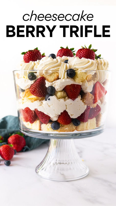 berry trifle recipe Berry Trifle Recipe, Triple Berry Pie, Homemade Pound Cake, No Bake Cheesecake Filling, Fruit Trifle, Make Dessert, Berry Trifle, Patriotic Desserts, Trifle Desserts