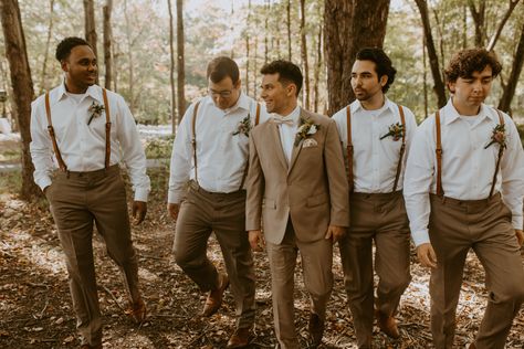 Groomsmen White Shirt Khaki Pants, Fall Wedding Groomsmen Attire, Fall Groomsmen Attire, Wedding In 3 Months, Tan Groomsmen Suits, Fall Groomsmen, Tan Groomsmen, Tan Suit Wedding, Fall Wedding Groomsmen