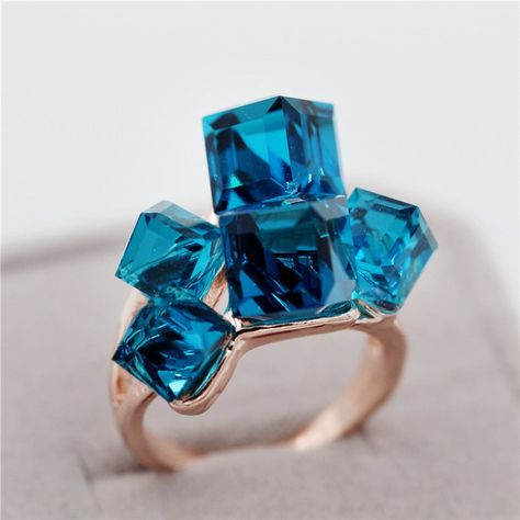 Excited to share the latest addition to my shop: Ladies Crystal Engagement Cz Rings, Rose Gold Plated Ring, Cube Shape, Ring Settings Types, Square Stone, Silver Jewellery Sets, Bagan, Rhinestone Ring, Crystal Ring