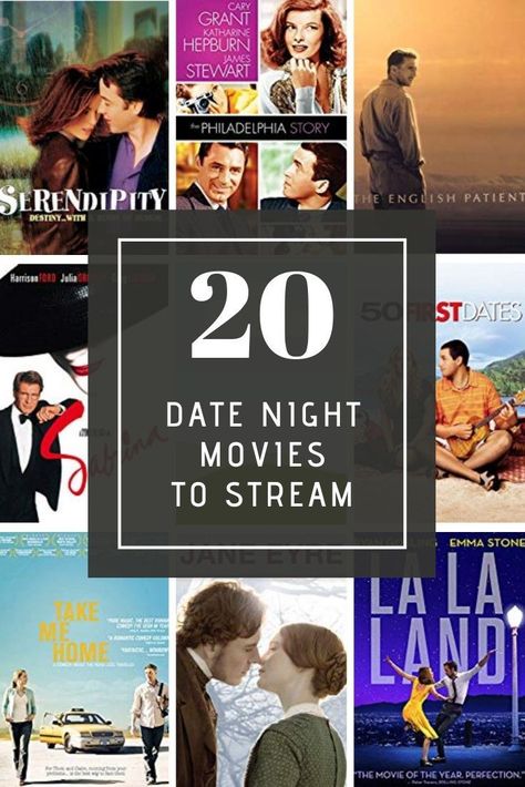 Stay home, but don't skip date nights! Here are 20 great date night movies you can stream online. Snuggle up, and enjoy a frugal date night. :: 20 Date Night Movies You Can Stream :: Southern Savers Date Night Movies List, Date Night Movies At Home, Best Date Night Movies, Great One Liners, Date Night Movies, The Philadelphia Story, The English Patient, Teenage Romance, British Humor