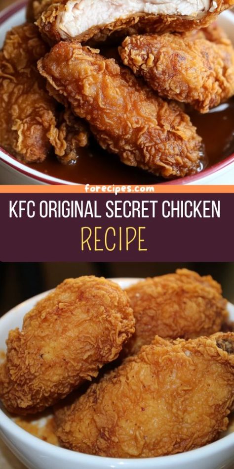 KFC Original Secret Chicken Recipe Kfc Fried Chicken Recipe Copycat, Kfc Baked Chicken Recipe, Kfc Original Secret Chicken Recipe, Kfc Style Chicken Recipes, Kfc Hot Wings Recipe, Kfc Chicken Tenders Recipe, Copycat Kfc Chicken, Kfc Rice, Copycat Meals