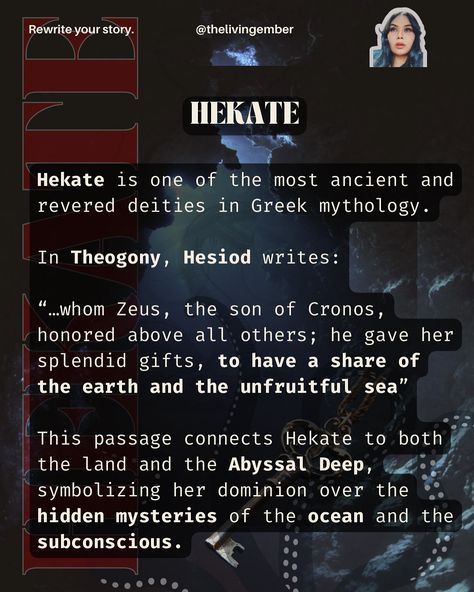 Dive into the depths of transformation with Hekate 🌑✨ This new moon, embrace the unknown by reflecting on your shadow, releasing what no longer serves you, or finding stillness. How will you honor the Abyss this month? ………….. #Hekate #AbyssalDeep #NewMoonRitual #ShadowWork #Hecate#NewMoon#MoonMagic#Deipnon#Hecate#GreekGoddess#GreekGods#AncientGreece#Hesiod#Theogeny#Ancienthistory#paganism#thelivingember#ancientreligion#deitywork#personaldevelopmentwitch#lifestylewitch#darkacademia#abyss#Unde... Embrace The Unknown, New Moon Rituals, The Abyss, Shadow Work, The Unknown, New Moon, Greek Mythology, Lost, Moon