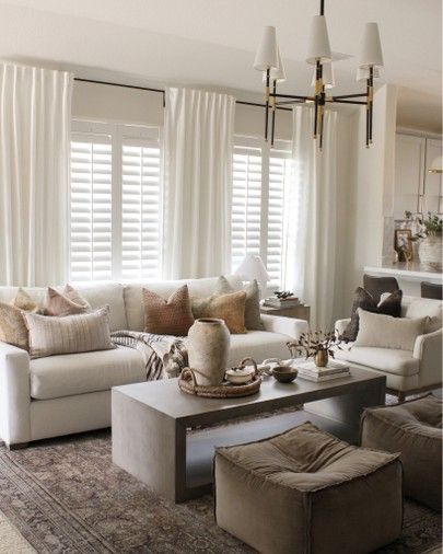 LIKEtoKNOW.it Living Room Shutters, Shutters Living Room, Family Room Windows, Window Curtains Living Room, Living Room Window, Living Room Drapes, Living Room Blinds, Window Treatments Living Room, Room Window