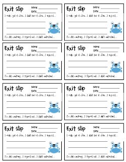 Here's a set of exit slips with several different prompts to get students thinking about what they've learned. Exit Slip, Exit Slips, Class Presentation, Classroom Freebies, Exit Tickets, Formative Assessment, Beginning Of School, Future Classroom, Teaching Classroom