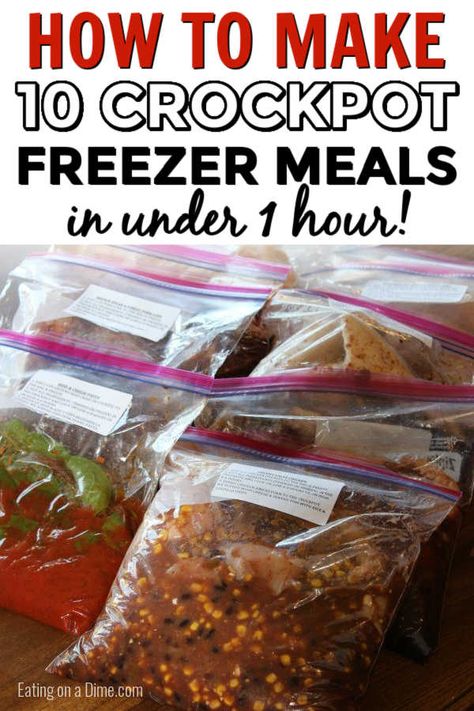 Frozen Crockpot Meals, Dinners Summer, Crockpot Freezer Meals, Resep Makanan Beku, Eating On A Dime, Freezer Dinners, Slow Cooker Freezer Meals, Freezable Meals, Freezer Meal Planning