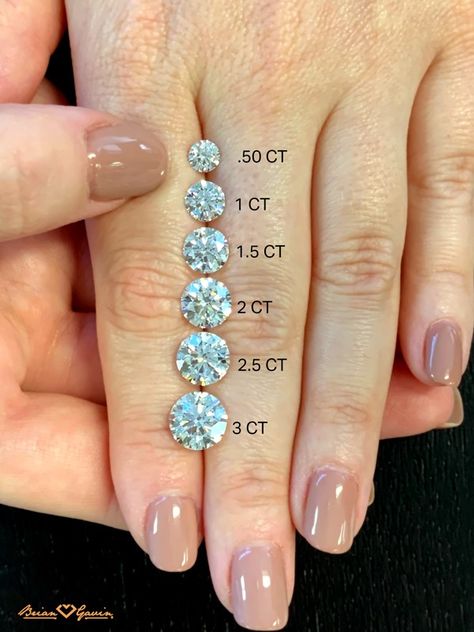 Diamond Carat Size Chart, Carat Size Chart, Diamond Carat Size, 3 Carat Diamond, Diamond Size Chart, Moissanite Necklace, Sterling Silver Engagement Rings, Wedding Goals, Moissanite Wedding Bands