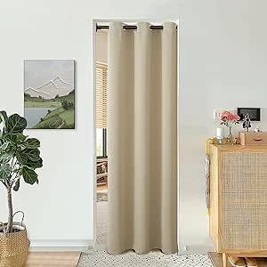 BGment Beige Door Curtain 80 Inch Length for Doorway, Bedroom Closet Curtain, Privacy Thermal Insulated Blackout Grommet Room Divider for Room Separation, 1 Panel, 34 Inch Wide Room Partition Curtain Ideas, Doorway Curtain Ideas Room Dividers, Closet With Curtains For Doors, Curtains Instead Of Doors, Curtain Closet Door Ideas, Doorway Curtain Ideas, Temporary Door, Closet Curtain, Beige Door