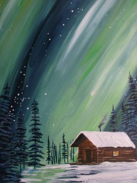 Painting Ideas Easy, Christmas Canvas Art, Acrylic Painting Ideas, Christmas Landscape, Christmas Paintings On Canvas, Barn Painting, Canvas Painting Designs, Winter Painting, Simple Acrylic Paintings