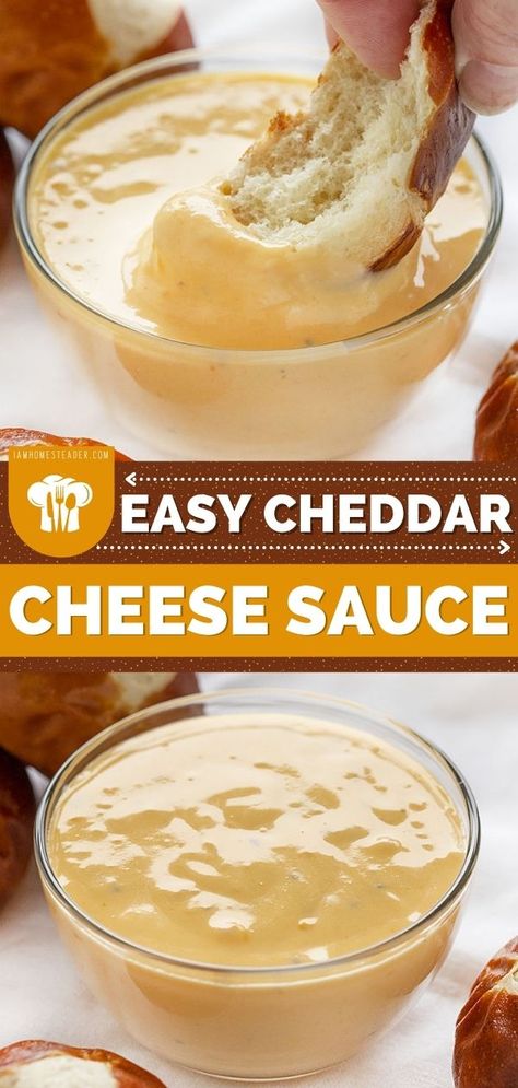 Canning Cheese Sauce, Homemade Cheddar Cheese, Easy Cheese Dip, Cheddar Cheese Dip, Potato Dip, Cheese Dipping Sauce, Cheddar Dip, How To Make Cheese Sauce, Dinner Favorites