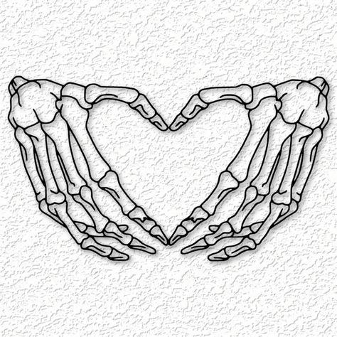 Drawn Skeleton Hand, Skeleton Hand Holding Wine Glass Tattoo, Tattoo Ideas Female Skeleton, Heart Around Knee Tattoo, Finger Heart Sketch, Skull Hands Drawing, Bone Heart Tattoo, Dainty Skull Tattoos For Women, Practice Tattoo Stencils