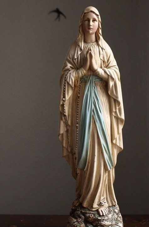 Our Lady of Lourdes Lady Images, Saying The Rosary, Home Altar Catholic, St Dominic, Catholic Statues, Images Of Mary, The Devils, Church Flower Arrangements, Mary Statue