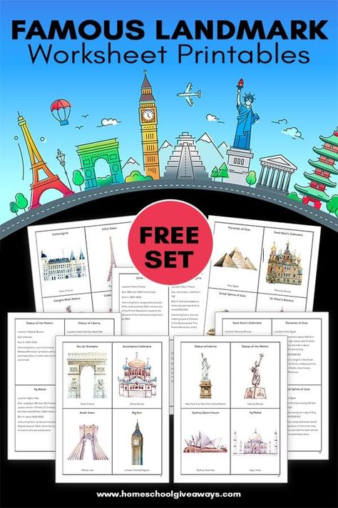 World Landmarks Printables, Lego Landmarks, Geography Printables, Continent Boxes, Basketball Crafts, World Landmarks, Travel Doodles, Around The World Theme, Montessori Geography