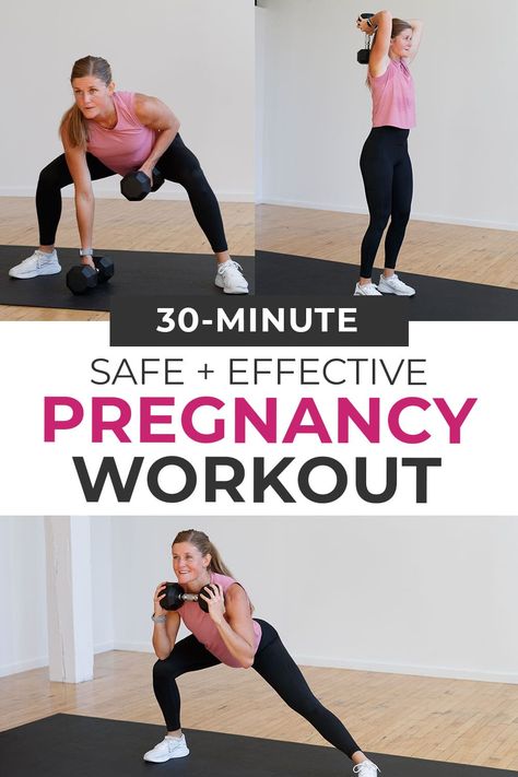 Stay active and strong through every stage of your pregnancy with this low impact strength training pregnancy workout! Eight of the BEST first trimester exercises that are safe to carry into your second and third trimesters as well. A 30-minute prenatal workout at home with eight pregnancy-safe strength exercises. Add this first trimester strength workout to your prenatal workout plan 1-2 times a week. First Trimester Core Exercises, Second Trimester Workouts At Home, Pregnancy Exercise First Trimester, Prenatal Workout Plan, Low Impact Strength Training, Best Pregnancy Workouts, Pregnancy Prep, First Trimester Workout, Pregnancy Workout Videos