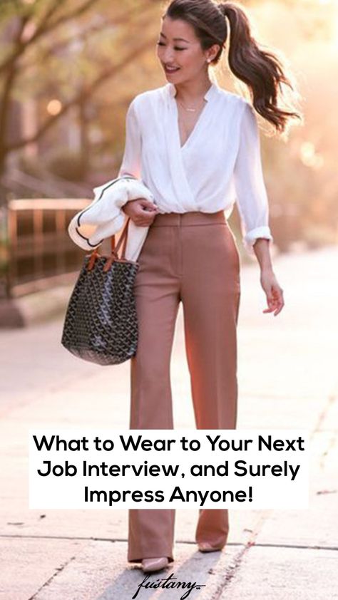 Are you getting ready for a new job interview? We know it can get stressful, so we're here to help you with job interview outfit ideas. If you're not certain what to wear to a job interview or you have an important meeting with your potential employer, just scroll through as we've got you covered. And always remember that self-confidence is in fact the best outfit! Creative Interview Outfit Women, Womens Interview Attire, Women Career Outfits, Spa Interview Outfit, Khaki Interview Outfit, Formal Job Interview Outfit Woman, Interview Outfit For Restaurant, Interview Outfit 2023 Summer, Interview Outfit Restaurant