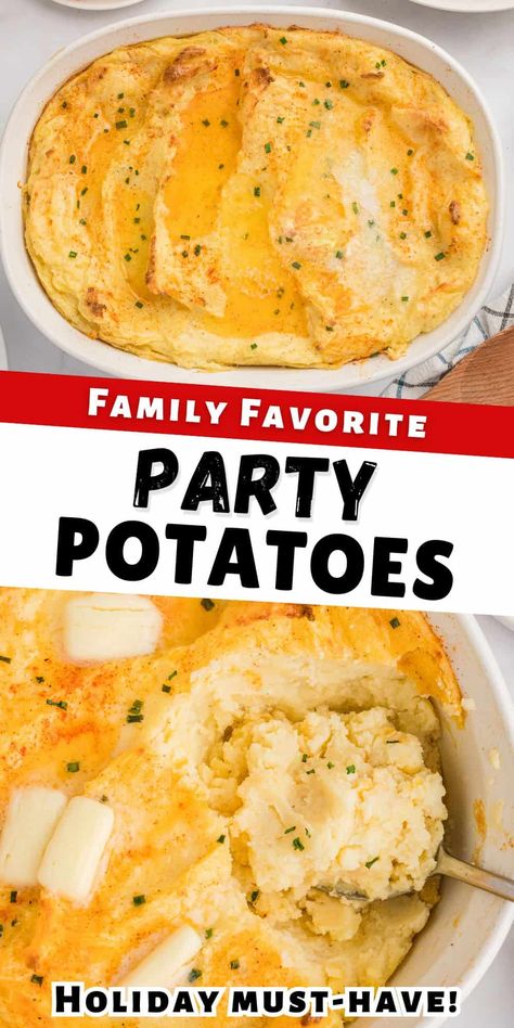 Party Potatoes Potato Recipes For Party, Fancy Mashed Potatoes Holidays, Mashed Potatoes With Ranch Dressing, Thanksgiving Sides Potatoes, Potatoes To Go With Prime Rib, Twice Baked Potatoes With Cream Cheese, Pioneer Woman Mashed Potatoes Make Ahead, Cheesy Party Potatoes, Potato Casseroles For A Crowd