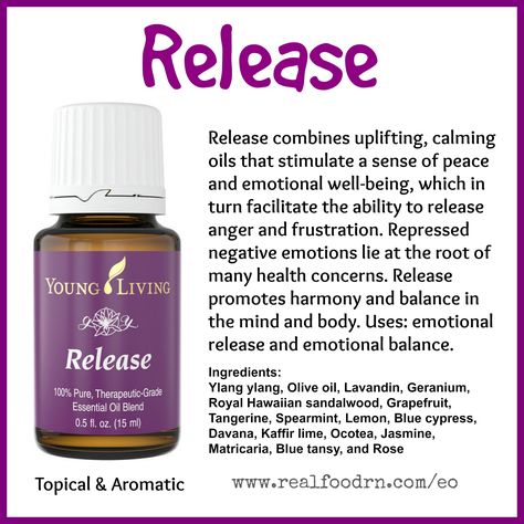 Release Essential Oil. Emotional release and emotional balance. #release #essentialoils Abundance Essential Oil, Joy Essential Oil, Calming Oils, Essential Oils 101, Young Living Essential Oils Recipes, Clary Sage Essential Oil, Sage Essential Oil, Yl Essential Oils, Witch Doctor