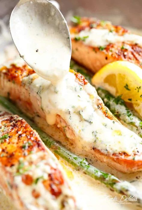 Creamy Dijon Sauce, Dijon Salmon, Creamy Dijon, Dijon Sauce, Pan Fried Salmon, Cafe Delites, Salmon Seasoning, Fried Salmon, Pan Seared Salmon