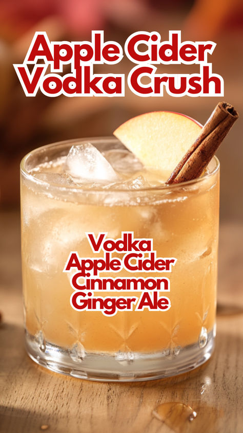 Apple Cider Vodka Crush Fall Frozen Drinks Alcohol, Drinks Using Apple Cider, Apple Infused Vodka, Spike Cider Recipe, Fun Wine Drinks, Apple Cider Fall Alcohol Drinks, Drinks Made With Apple Cider, Spike Apple Cider, Fall Holiday Cocktails