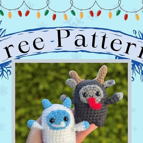 Zello 💚 on Instagram: "❄️ FREE PATTERN ❄️  My Yeti and Krampus pattern is here and I hope you guys enjoy making them! There is also a ribblr version available which you can find linked in my bio!   If there are any questions, feel free to DM me or comment them down below!   Thank you and Happy Holidays!!  Liked, shares, and saves are greatly appreciated 💚  —————————————————————————————— #crochet #diycrafts #freepatterncrochet #festivecrochet #crochetfreepatterns #crochetfreepattern #crochetersofinstagram #freeamigurumipattern #crochetinspiration #wintervibes #freepattern #crochetplushies #yeti #krampus #winterwonderland #freeamigurumipatterns #amigurumi #winter #crochetgram #crochetcommunity #crochetgirlgang #explorepage #smallbusinessowner #smallbusiness #foryou #kawaiiart #christmasdec Crochet Yeti Amigurumi Patterns, Krampus Crochet Pattern Free, Crochet Yeti Free Pattern, Yeti Crochet Pattern Free, Yule Crochet, Crochet Krampus, Crochet Yeti Pattern, Krampus Crochet, Winter Amigurumi